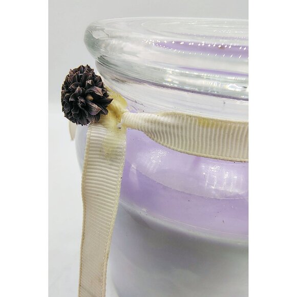 Candle Glass Jar Lavender Scented Lid Ribbon Pinecone Accent 18oz Purple - Picture 16 of 16